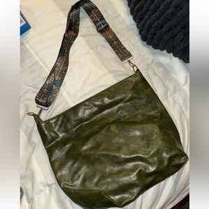 SHEIN Dark Green Shoulder Bag with Patterned Strap
